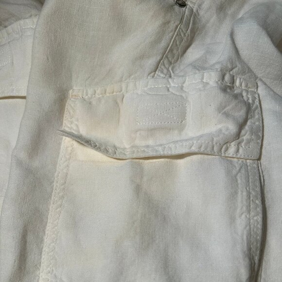 Mens Vilebrequin White 100% Linen Flat Front Drawstring Cargo Shorts 3XL - Picture 13 of 14